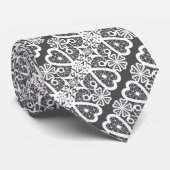Grijs en wit kant patroon stropdas (Opgerold)