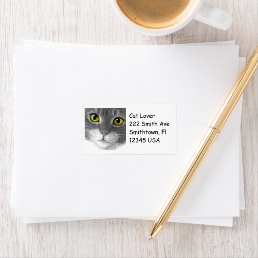 Grijs en wit Kat Gebied Etiket (Insitu)