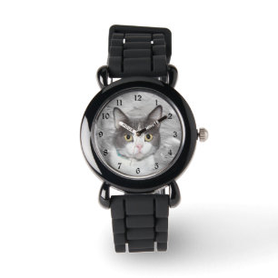 Grijs en wit kat horloge