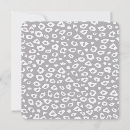 Grijs en Wit Luipaard Print Bruiloft Kaart (Achterkant)