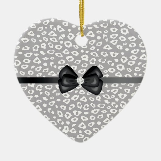 Grijs en wit Luipaard Print met boog Keramisch Ornament (Voorkant)