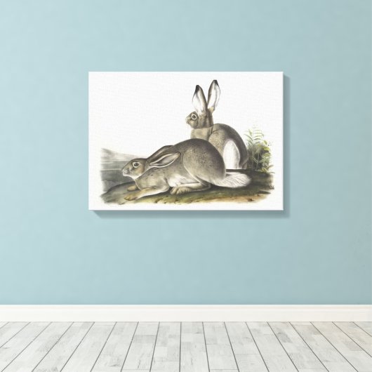 Grijs en wit Man & Vrouw Hare Digital Art Canvas Afdruk (Insitu (Houten vloer))