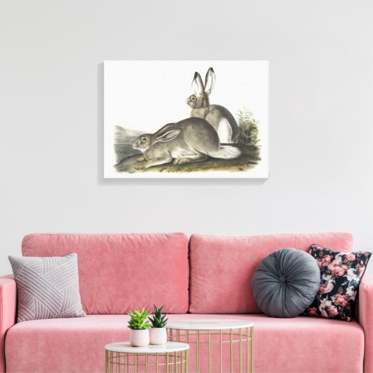 Grijs en wit Man & Vrouw Hare Digital Art Canvas Afdruk (Insitu (Woonkamer))
