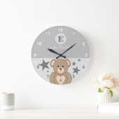 Grijs en wit met een schattige tedersterren baby n grote klok (Huis)