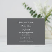 Grijs en Wit Minimalistische Bruiloft Save The Date (Staand voorkant)