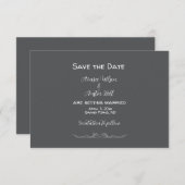 Grijs en Wit Minimalistische Bruiloft Save The Date (Voorkant / Achterkant)
