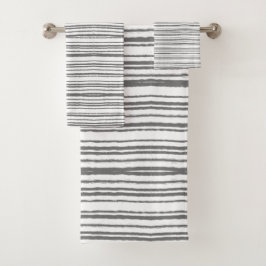 Grijs en wit modern minimalistisch gestreept handd bad handdoek