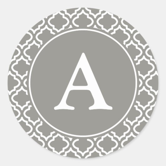Grijs en Wit Monogram Stickers (Voorkant)
