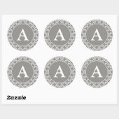Grijs en Wit Monogram Stickers (Vel)