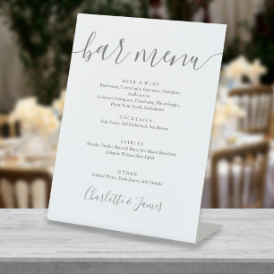 Grijs En Wit Onderschrift Script Trouw Bar Menu Reclamebord Met Voetstuk