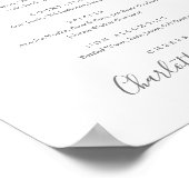 Grijs en wit Signature Script Dranken Menukaart Bo Poster (Hoek)