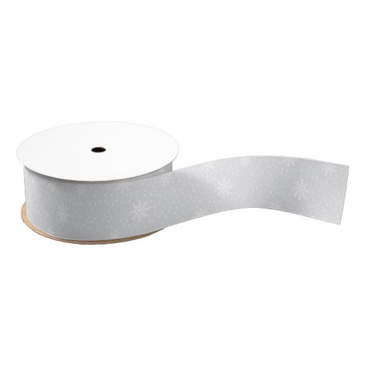Grijs en wit Snowflake Patroon Grosgrain Lint (Spoel)