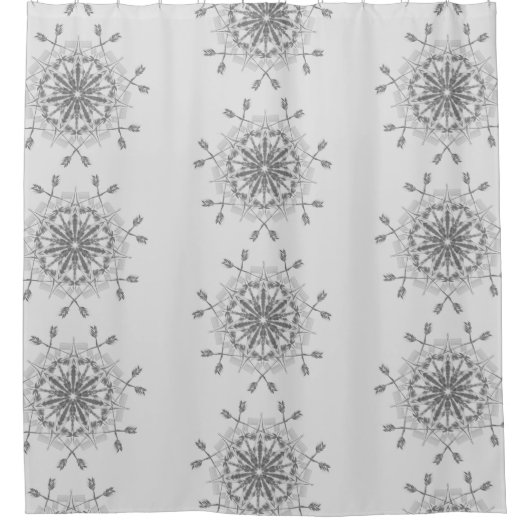 Grijs en wit tribal design douchegordijn (Voorkant)