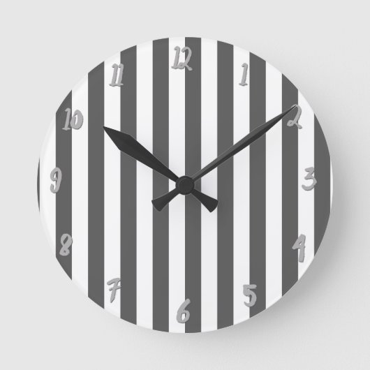 Grijs en wit - Verticale stripes - Speciaal Ronde Klok (Voorkant)