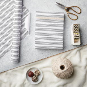 Grijs en wit vijf strepen patroon cadeaupapier