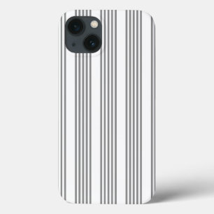 Grijs en wit vijf strepen patroon iPhone 13 hoesje