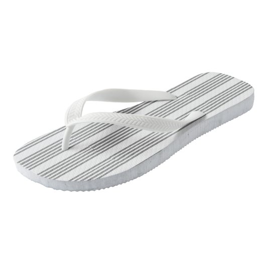 Grijs en wit vijf strepen patroon teenslippers (Schuin)