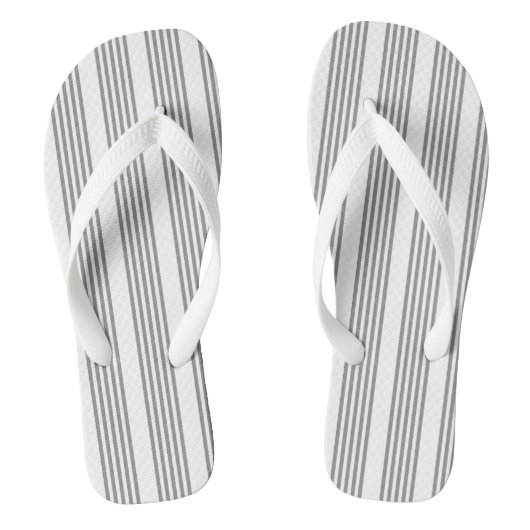 Grijs en wit vijf strepen patroon teenslippers (Voetbed)