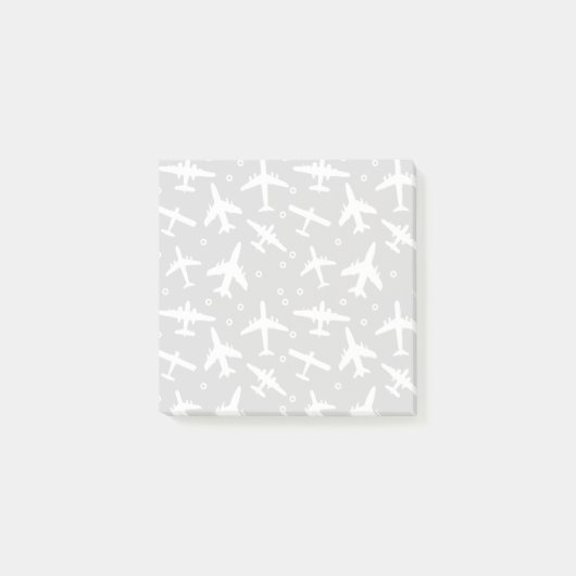 Grijs en wit vliegtuig met patroon post-it® notes (Voorkant)