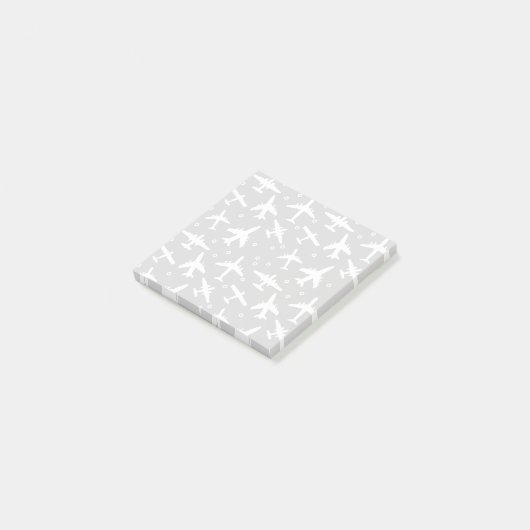 Grijs en wit vliegtuig met patroon post-it® notes (Schuin)
