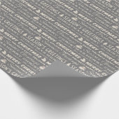Grijs en Wit Vrolijk Kerstmis Retro Typografie Cadeaupapier (Hoek)