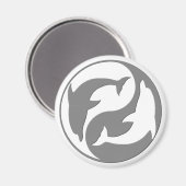 Grijs en wit yin yang dolfijnen magneet (Voorkant / Achterkant)