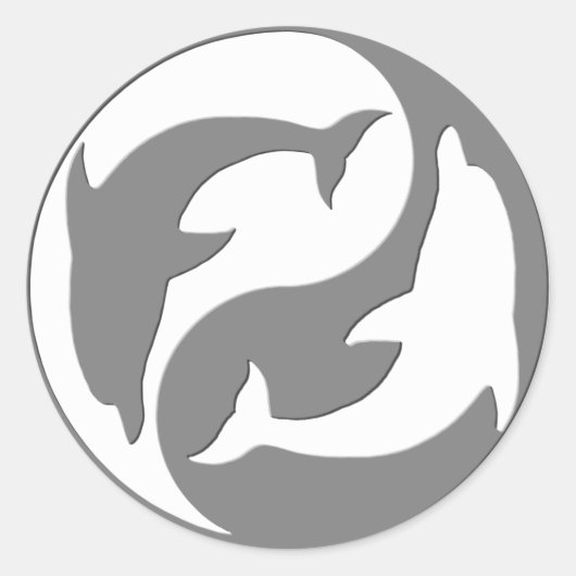 Grijs en wit yin yang dolfijnen Stickers (Voorkant)