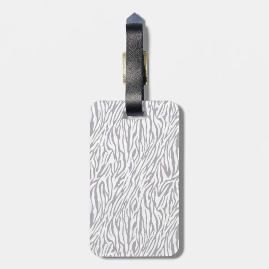 Grijs en Wit Zebra Print Mongram Bagagelabel (Achterkant verticaal)