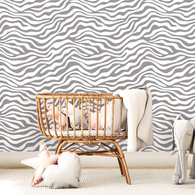 Grijs en Wit Zebra Stripe Behang (Creator heeft geüpload)
