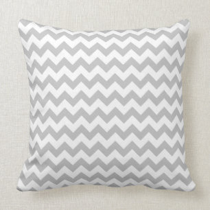 Grijs en wit Zigzag Chevron Pattern Kussen