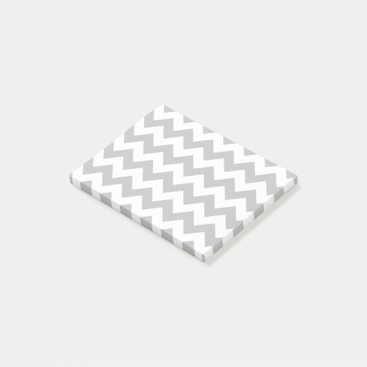 Grijs en wit Zigzag Chevron Pattern Post-it® Notes (Schuin)