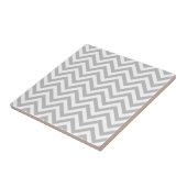 Grijs en wit Zigzag Stripes Chevron Pattern Tegeltje (Zijkant)