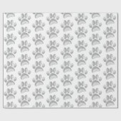 Grijs en wit zonnebloem hond poot patroon cadeaupapier (Vlak)