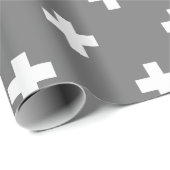 Grijs en wit Zwitsers kruispatroon Cadeaupapier (Rol Hoek)