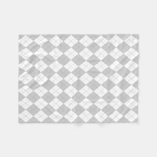 Grijs en Witte Argyle Fleece Deken (Voorkant (Horizontaal))