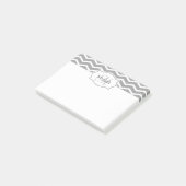 Grijs en Witte Chevron Naam Monogramed Post-it® Notes (Schuin)
