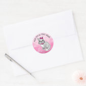 Grijs en Witte Kat Aangepast Ronde Sticker (Envelop)
