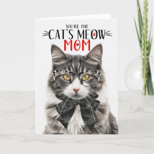 Grijs en witte kat voor huisdier moeder op Moederd Feestdagen Kaart
