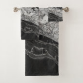 Grijs en witte marmer en zilver abstract bad handdoek (Insitu)