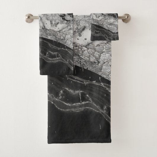 Grijs en witte marmer en zilver abstract bad handdoek (Insitu)