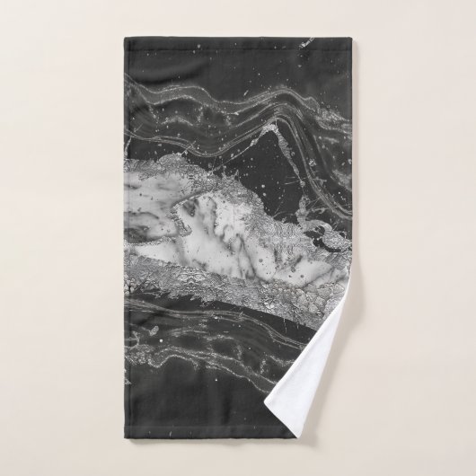 Grijs en witte marmer en zilver abstract bad handdoek (Handdoek)