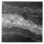 Grijs en witte marmer en zilver abstract tegeltje (Voorkant)