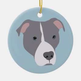 Grijs en Witte Pitbull Keramisch Ornament