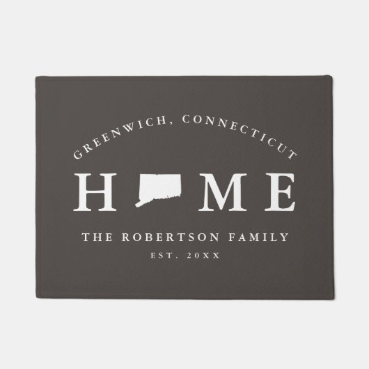 Grijs en Witte Staat van de Kaart van Connecticut  Deurmat (Voorkant)