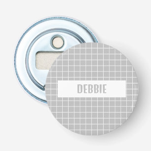 Grijs en witte tegel blokkeert aangepaste button flesopener