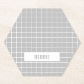 Grijs en witte tegel blokkeert aangepaste kartonnen onderzetters (Voorkant)