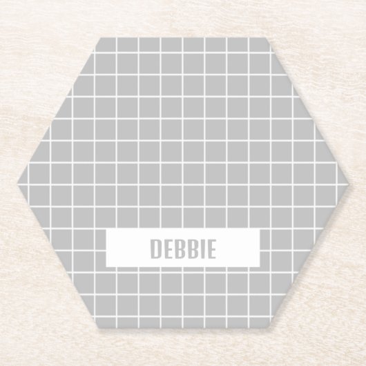 Grijs en witte tegel blokkeert aangepaste kartonnen onderzetters (Voorkant)