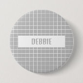 Grijs en witte tegel blokkeert aangepaste ronde button 7,6 cm (Voorkant)