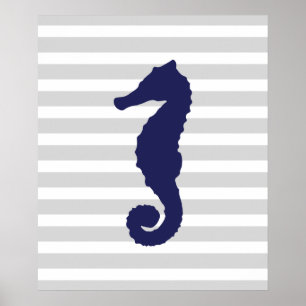 Grijs en zeemacht zeepaardje poster