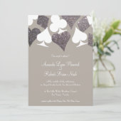 Grijs en Zilver Las Vegas bruiloft Kaart (Staand voorkant)